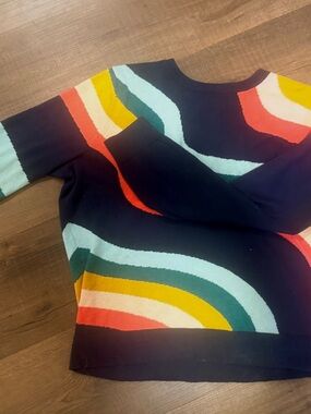 Marine Layer Black Crewneck with Pink Accent